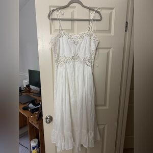 Zara White Lace Spaghetti Strap Dress